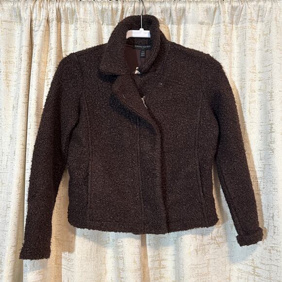 NWT Banana Republic Boucle Sherpa‎ Moto Jacket Roasted Cocao Women's Petite XXS - Picture 1 of 4